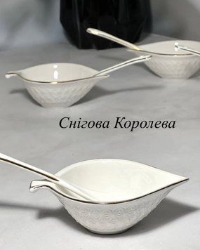 Фарфоровая икорница с ложкой &laquo;Снежная Королева&raquo; 11 см SAL-000308 фото